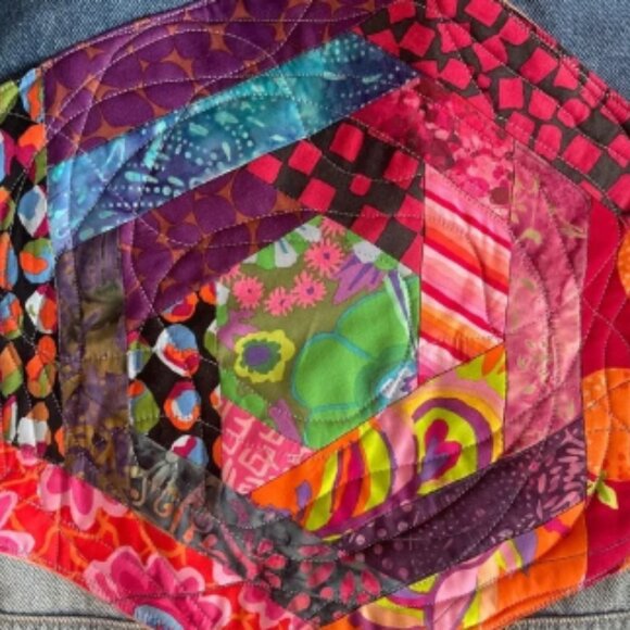 Denim jacket with quilted design with Kaffe fassett fabrics - Picture 4 of 4